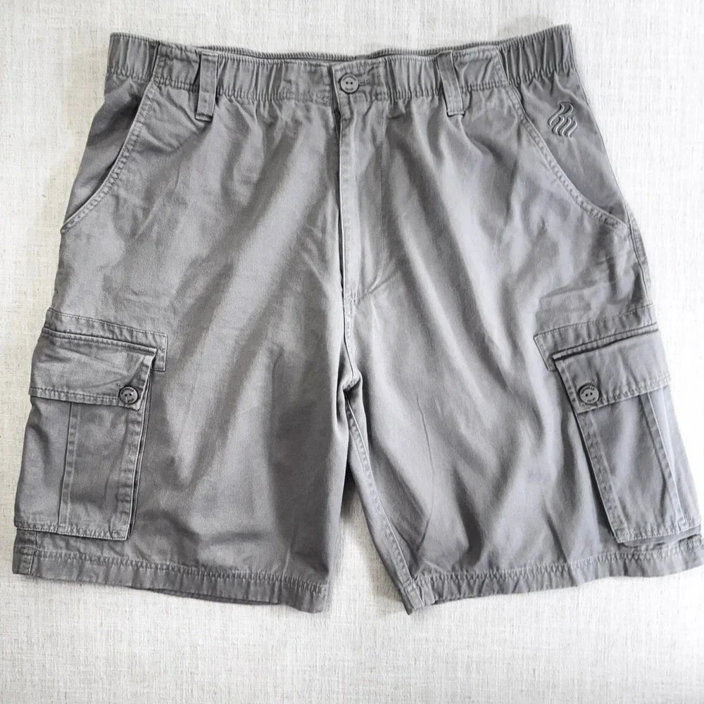 Rocawear‎ Classic Mens Gray Cotton Y2K Cargo Shorts Size 44 Elastic Waist